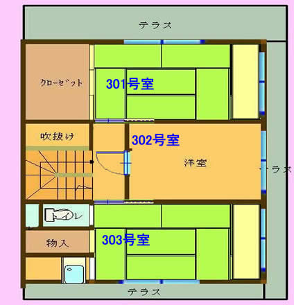 東高円寺ゲストハウス3階間取り図